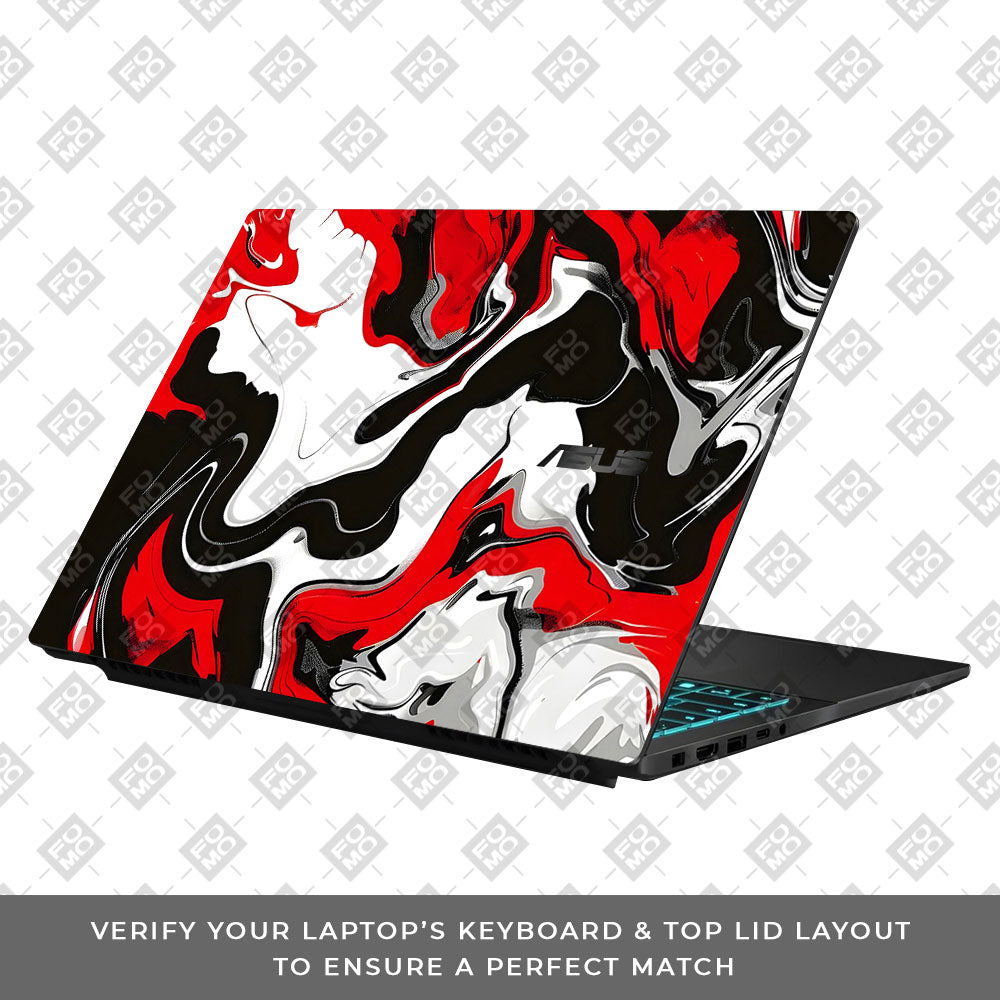 Red and White Marble Asus Gaming V16 V3607 Laptop Skin