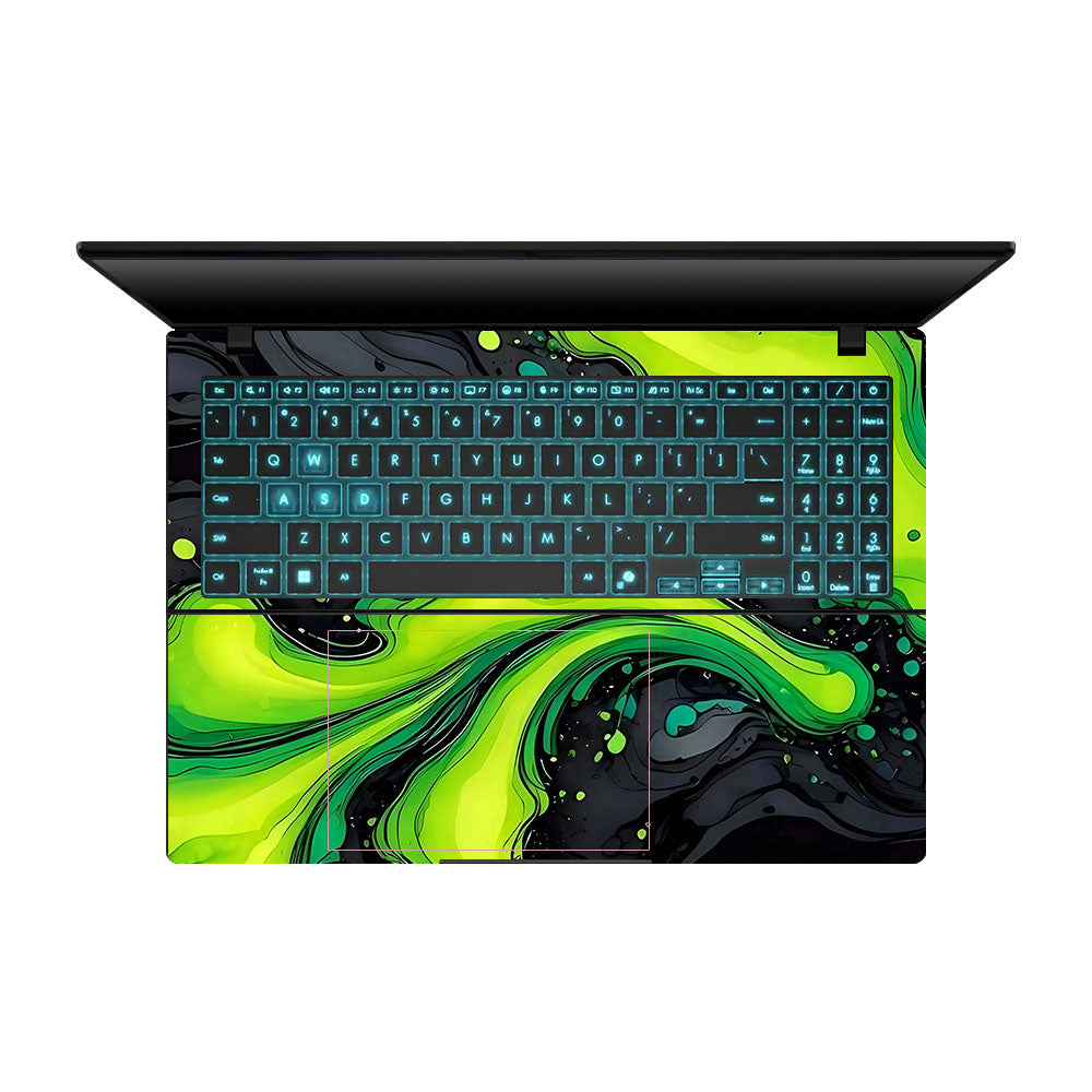 Neon Green Paint Swirls Asus Gaming V16 V3607 Laptop Skin