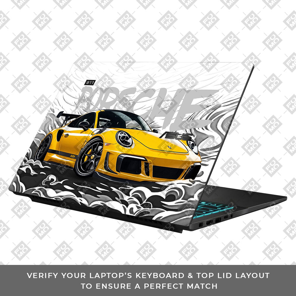 Porsche 911 Yellow Blaze Asus Gaming V16 V3607 Laptop Skin