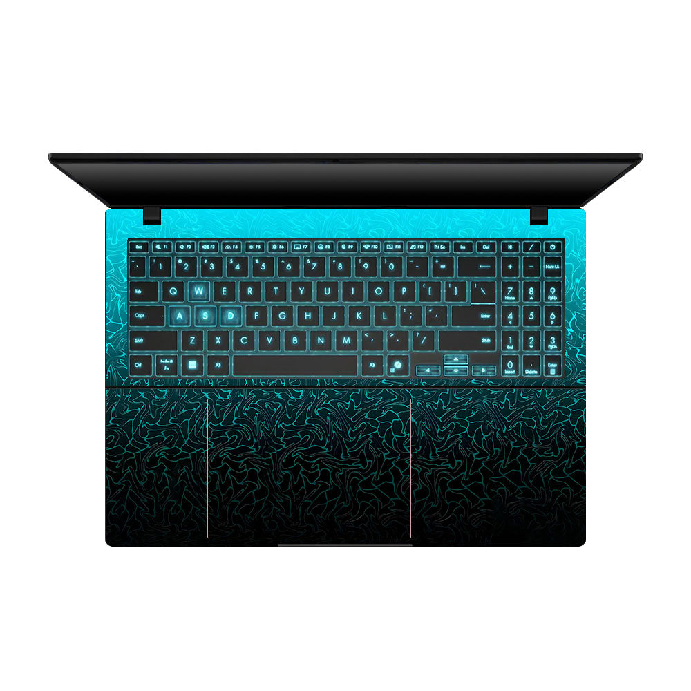 Cyan Blue to Black Asus Gaming V16 V3607 Laptop Skin