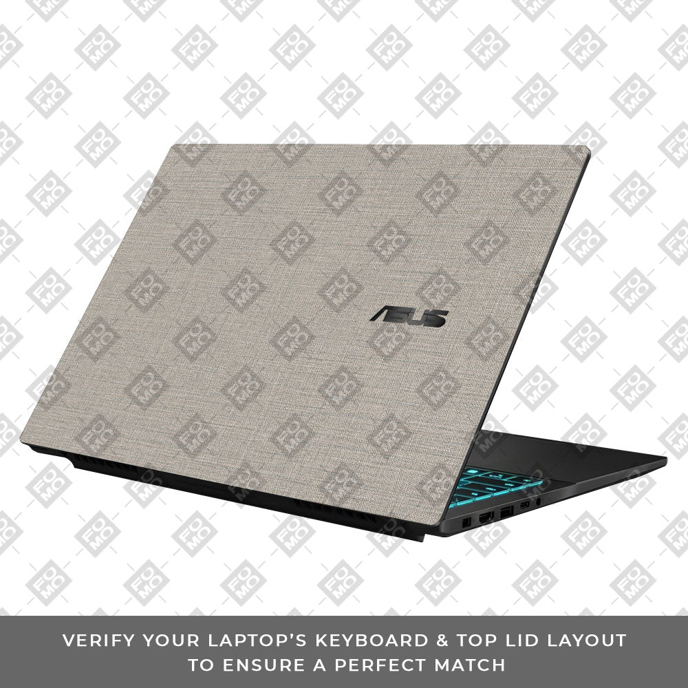Textured Fabric Grey Asus Gaming V16 V3607 Laptop Skin