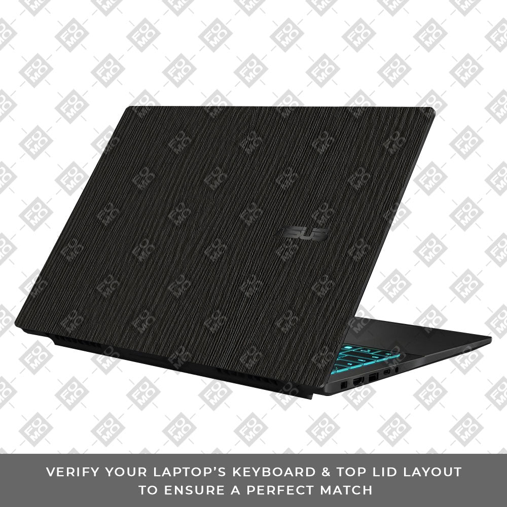 Textured Black Wood Asus Gaming V16 V3607 Laptop Skin