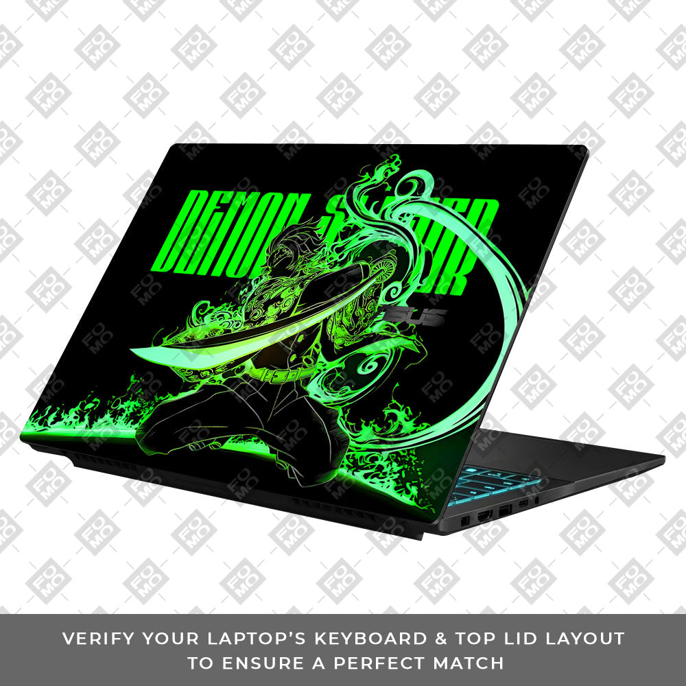 Tanjiro Green Flame Dance Asus Gaming V16 V3607 Laptop Skin