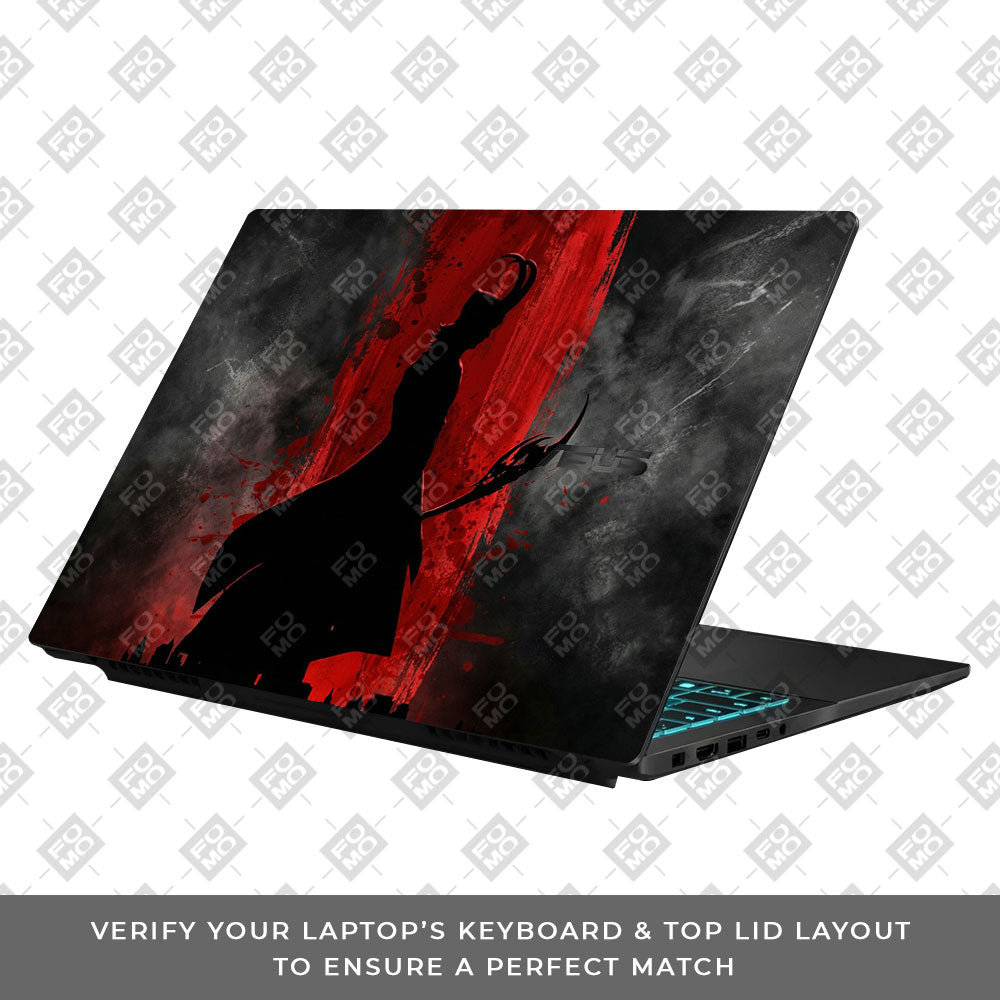 Red Villain Silhouette Asus Gaming V16 V3607 Laptop Skin
