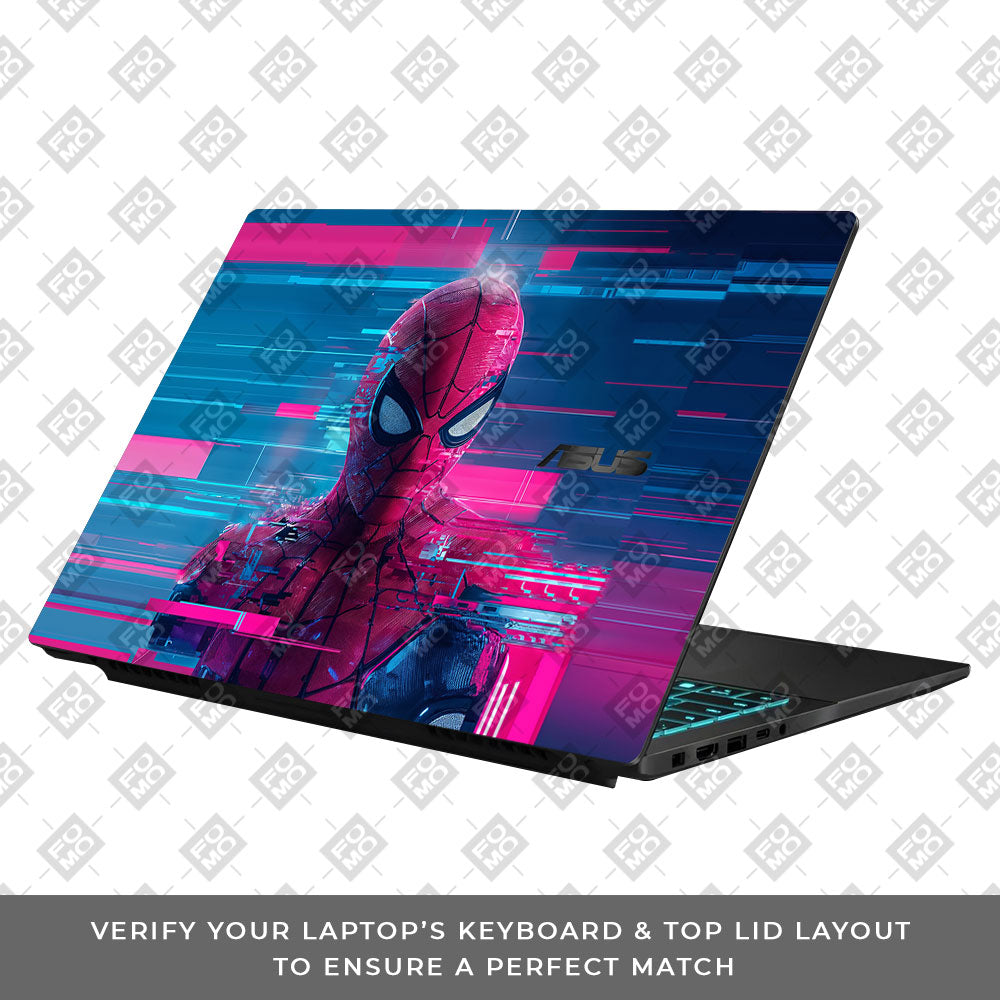 Glitch Spider Neon Web Asus Gaming V16 V3607 Laptop Skin