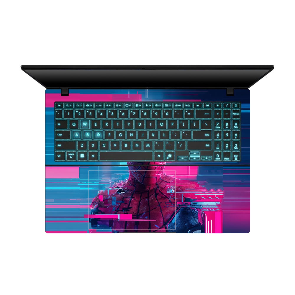 Glitch Spider Neon Web Asus Gaming V16 V3607 Laptop Skin