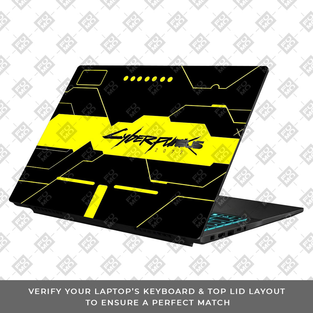 Cyberpunk Yellowline Grid Asus Gaming V16 V3607 Laptop Skin
