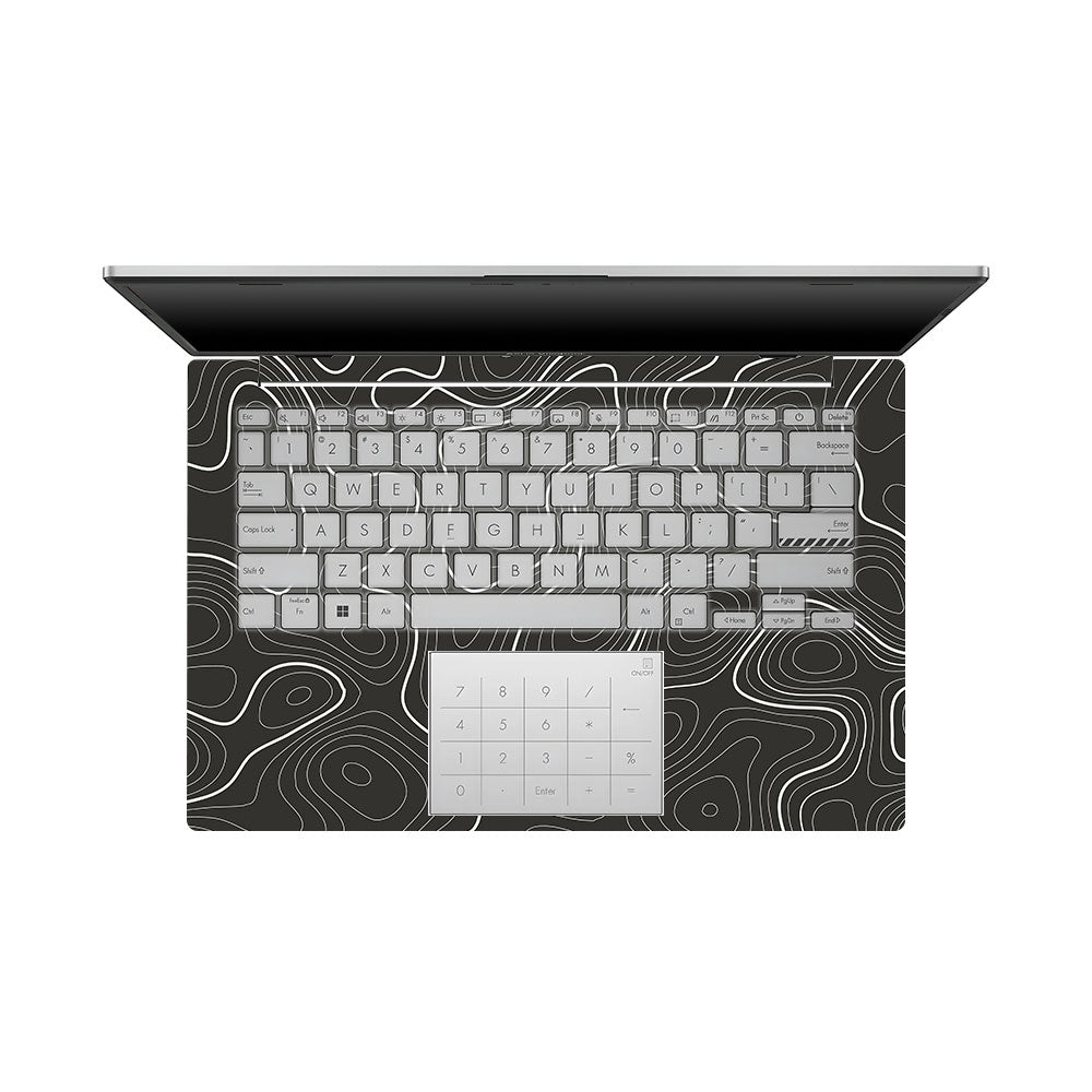 Grayscale Topographic Lines Asus Vivobook Go 14 E1404 Laptop Skin