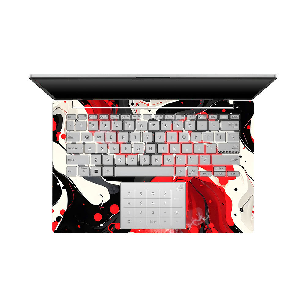 Red and White Paint Swirls Asus Vivobook Go 14 E1404 Laptop Skin