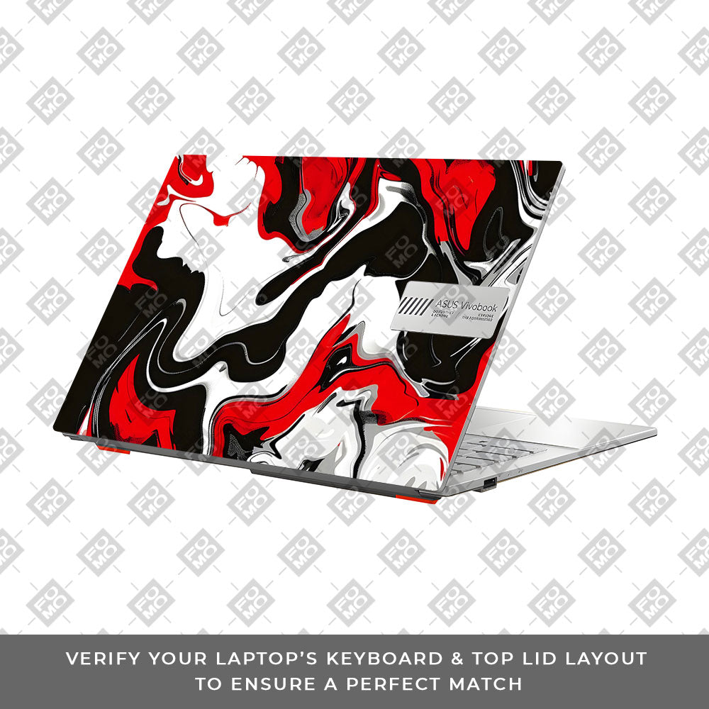 Red and White Marble Asus Vivobook Go 14 E1404 Laptop Skin