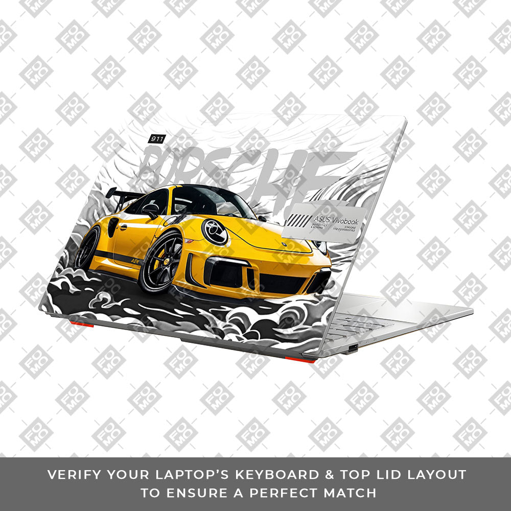 Porsche 911 Yellow Blaze Asus Vivobook Go 14 E1404 Laptop Skin