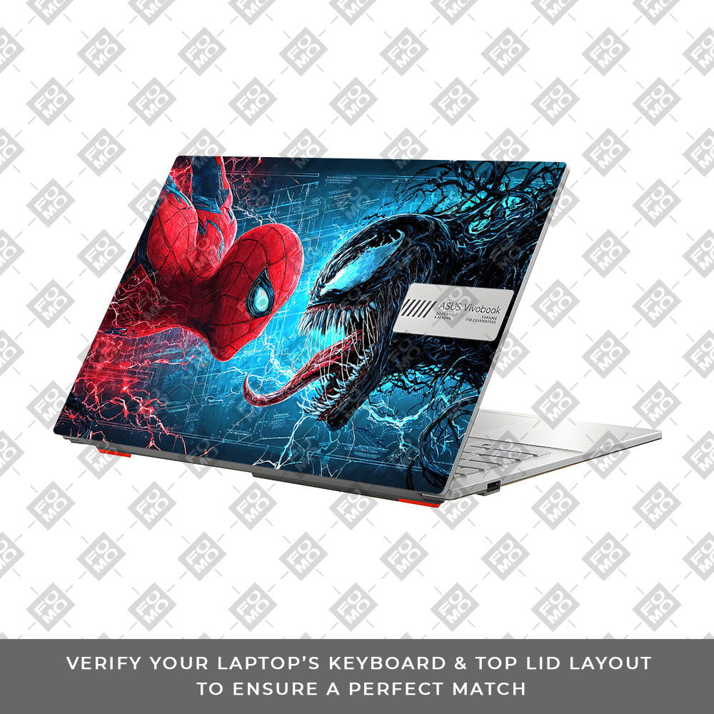 Spiderman vs Venom Showdown Asus Vivobook Go 14 E1404 3D Laptop Skin