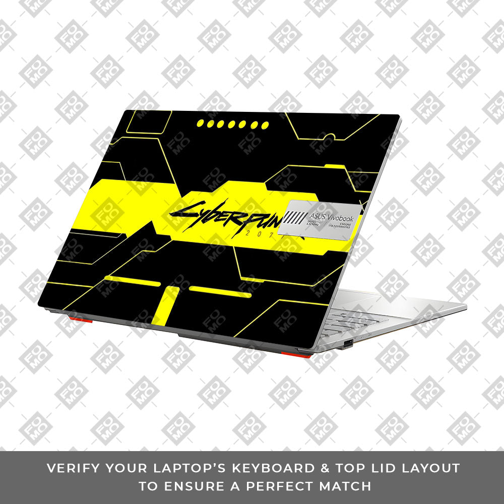 Cyberpunk Yellowline Grid Asus Vivobook Go 14 E1404 Laptop Skin