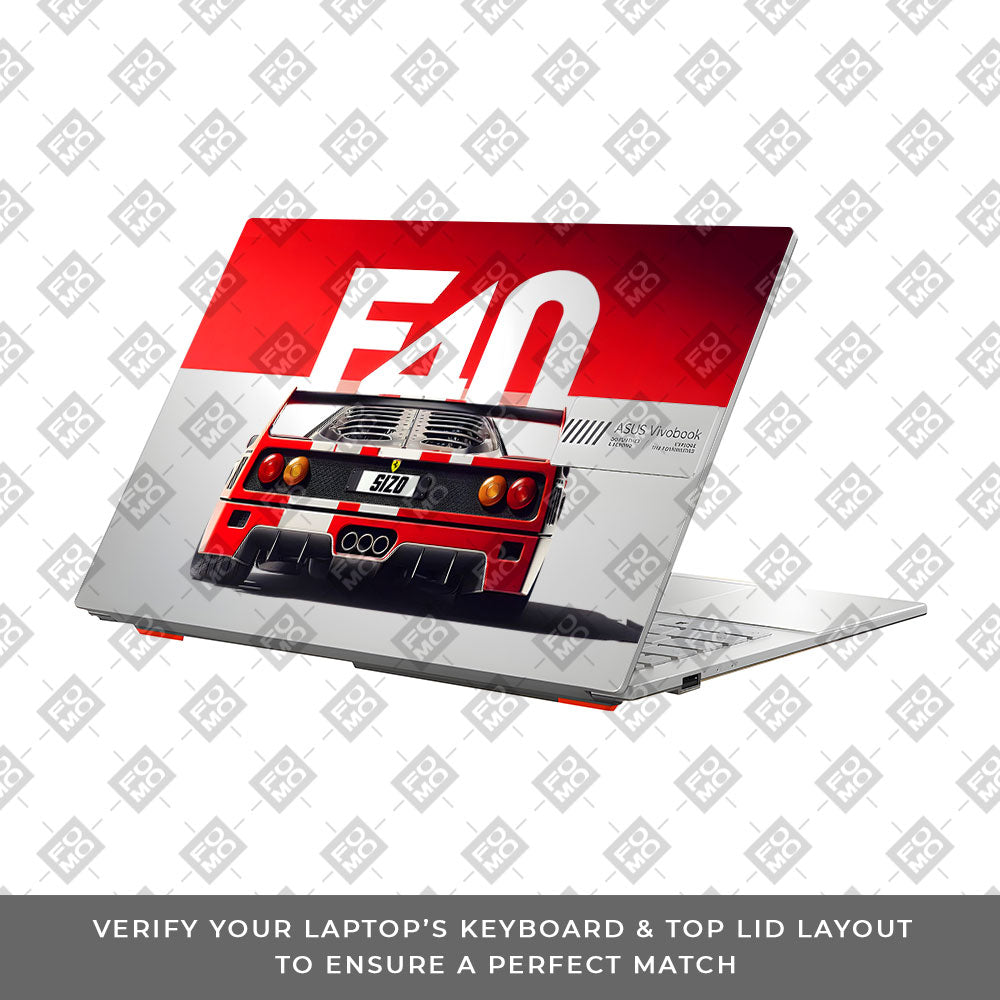 Transparent Ferrari F40 Asus VivoBook Go 14 E1404 Laptop Skin