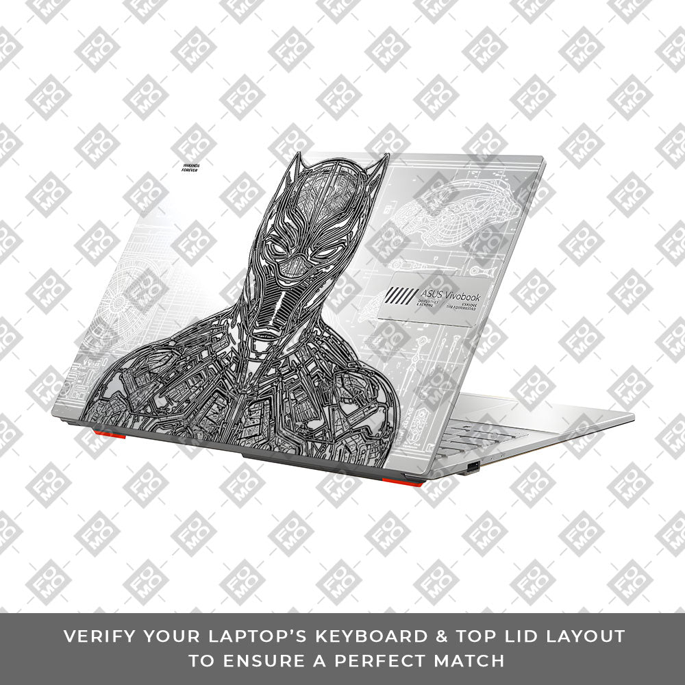 Transparent Black Panther Techshell Asus VivoBook Go 14 E1404 Laptop Skin
