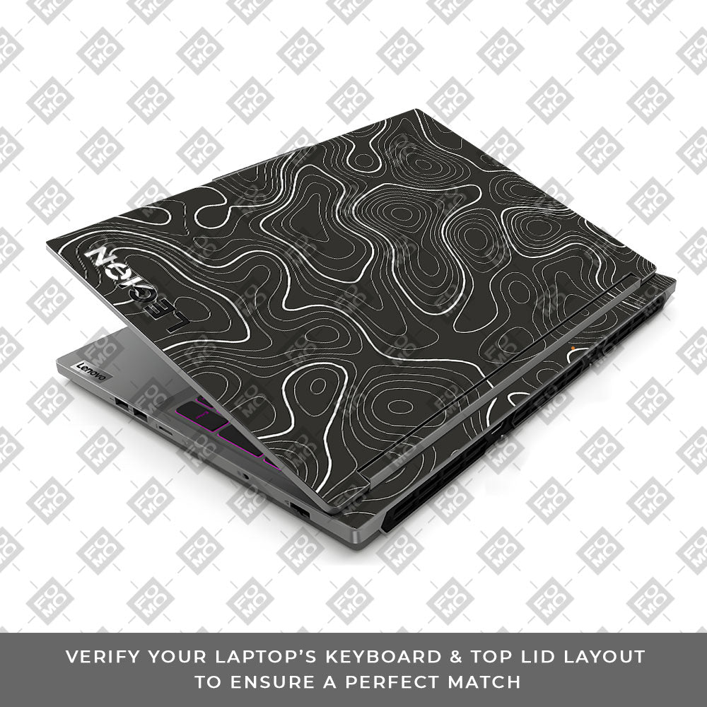 Grayscale Topographic Lines Lenovo Legion 5 16IRX9 Laptop Skin