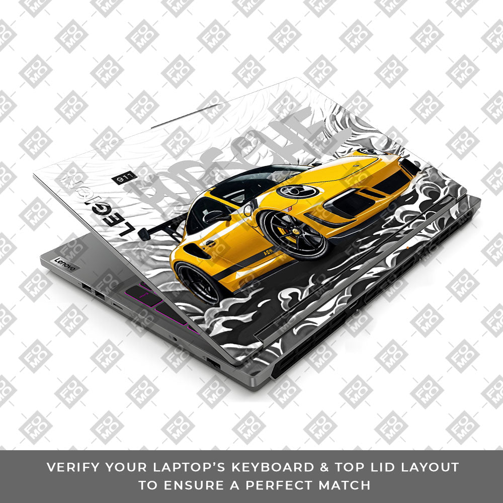 Porsche 911 Yellow Blaze Lenovo Legion 5 16IRX9 Laptop Skin