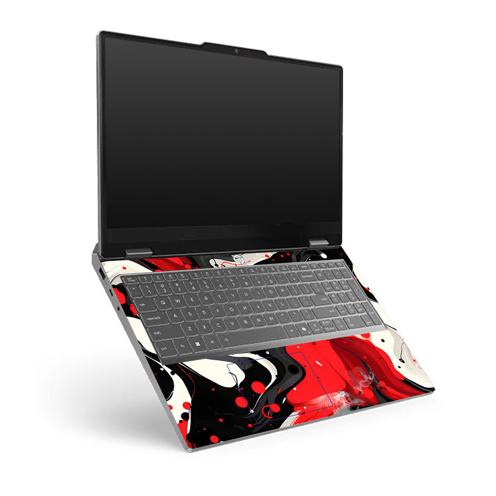 Lenovo LOQ Essential 15ARP11 Red and White Paint Swirls Laptop Skin