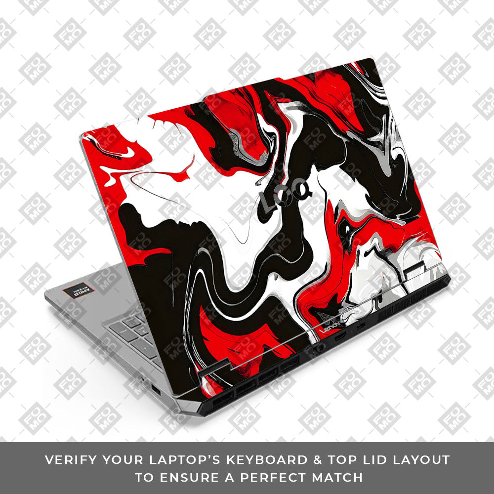 Lenovo LOQ Essential 15ARP11 Red and White Marble Laptop Skin
