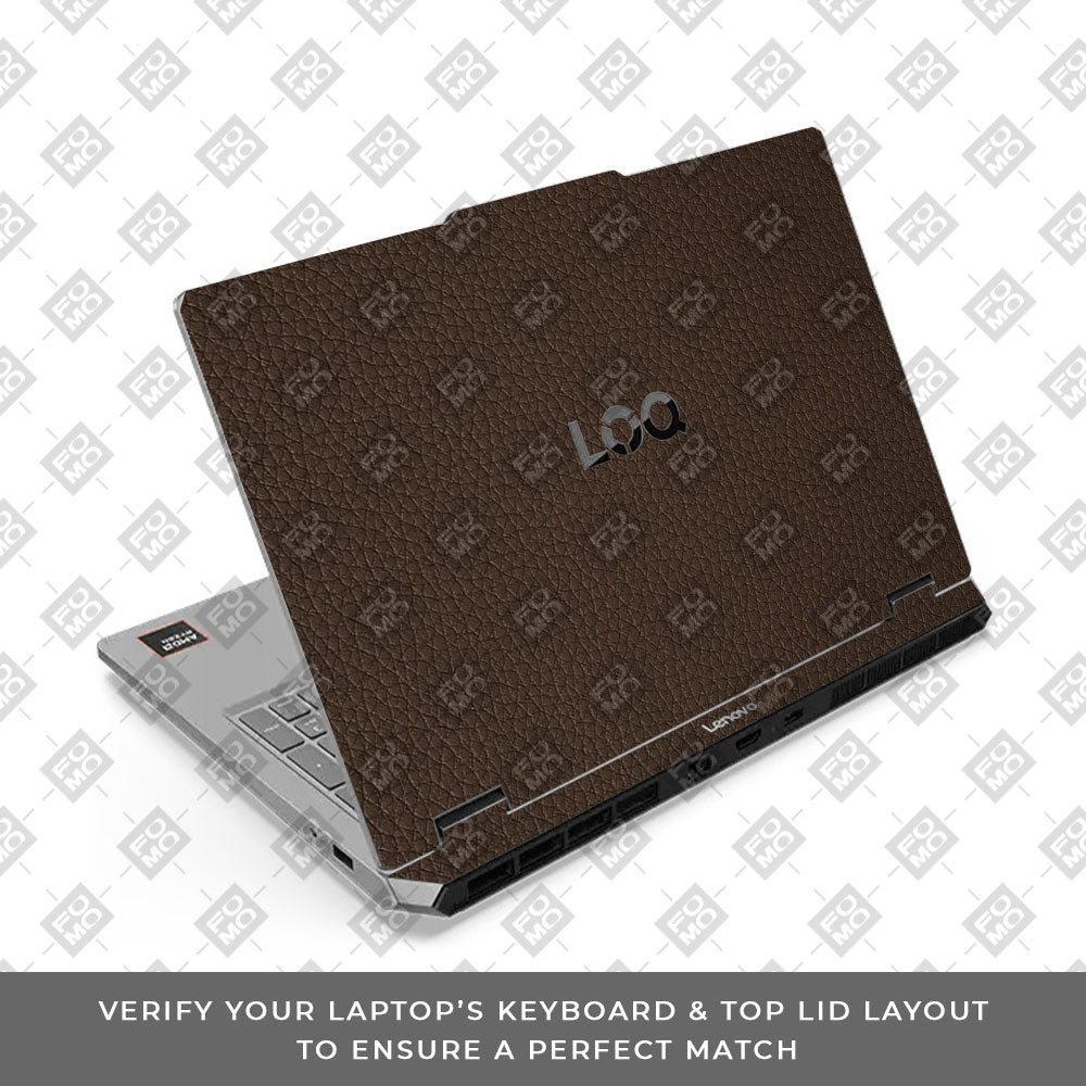 Lenovo LOQ Essential 15ARP11 Textured Brown Leather Laptop Skin