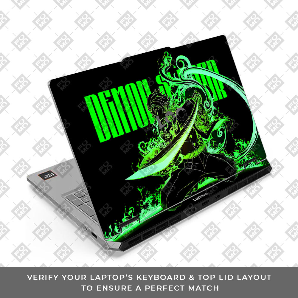 Lenovo LOQ Essential 15ARP11 Green Flame Swordsman 3D Laptop Skin