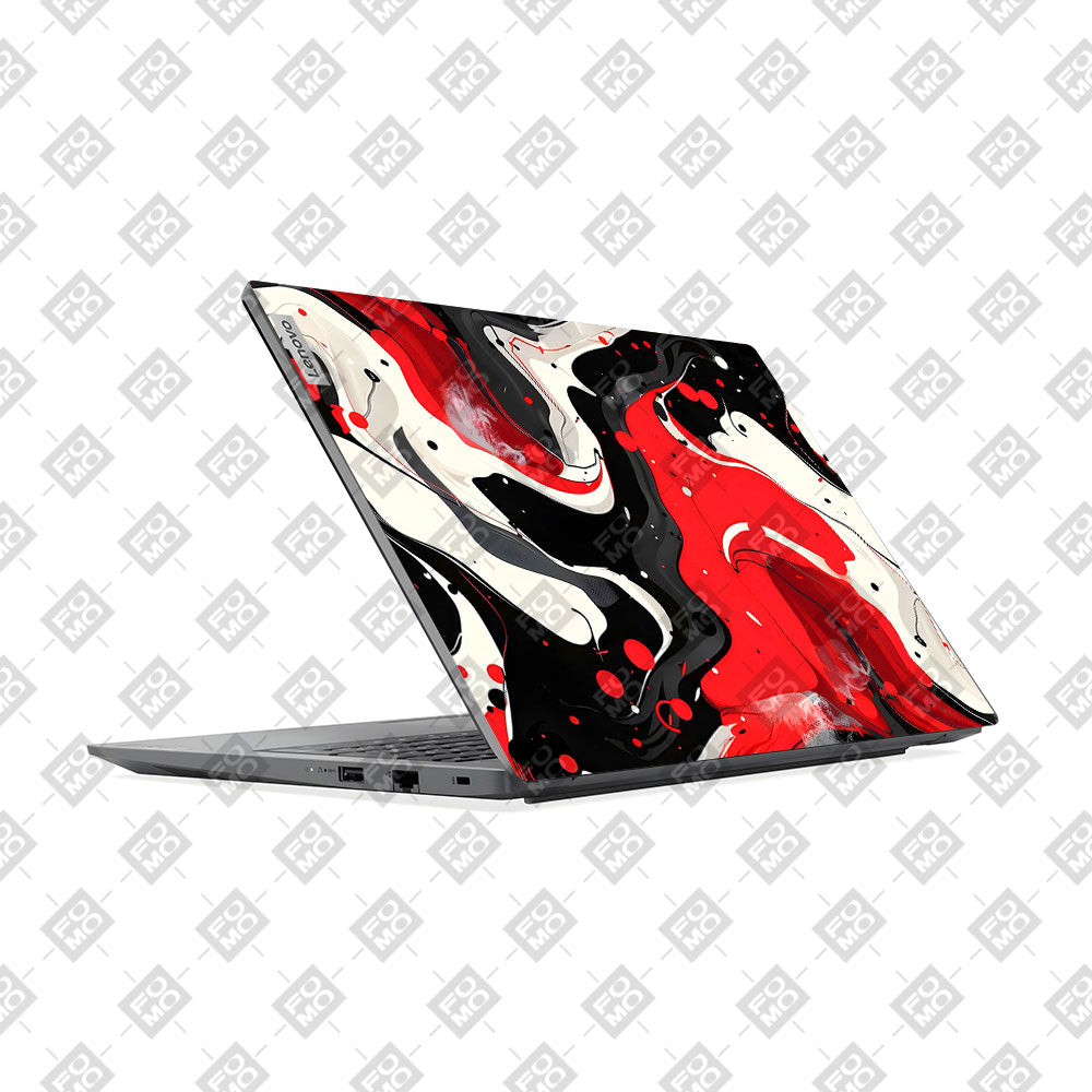 Lenovo V15 G4 Red and White Paint Swirls Laptop Skin
