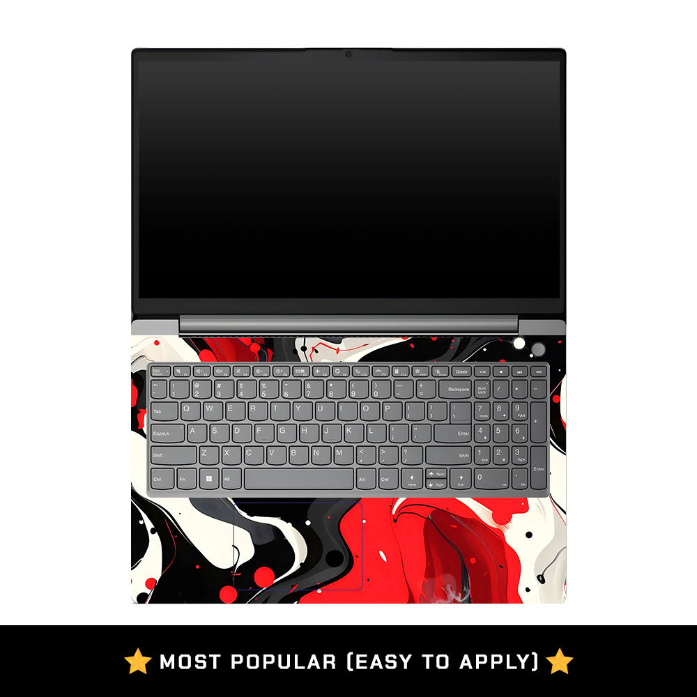 Lenovo V15 G4 Red and White Paint Swirls Laptop Skin