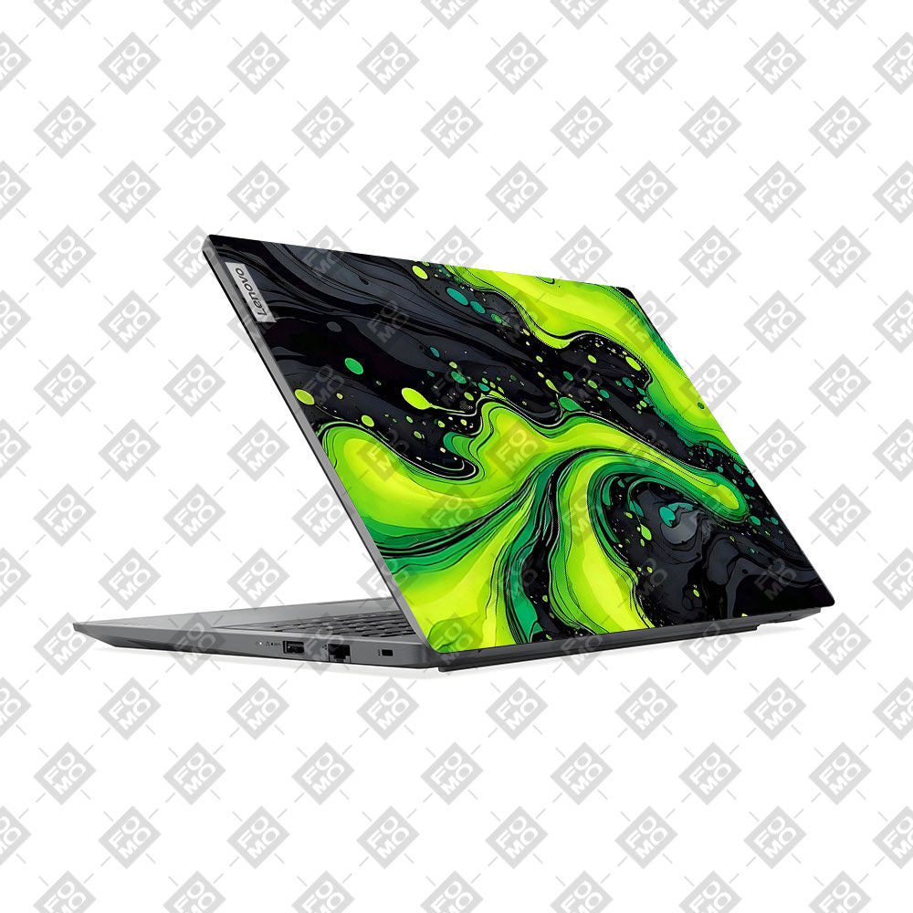 Lenovo V15 G4 Neon Green Paint Swirls Laptop Skin