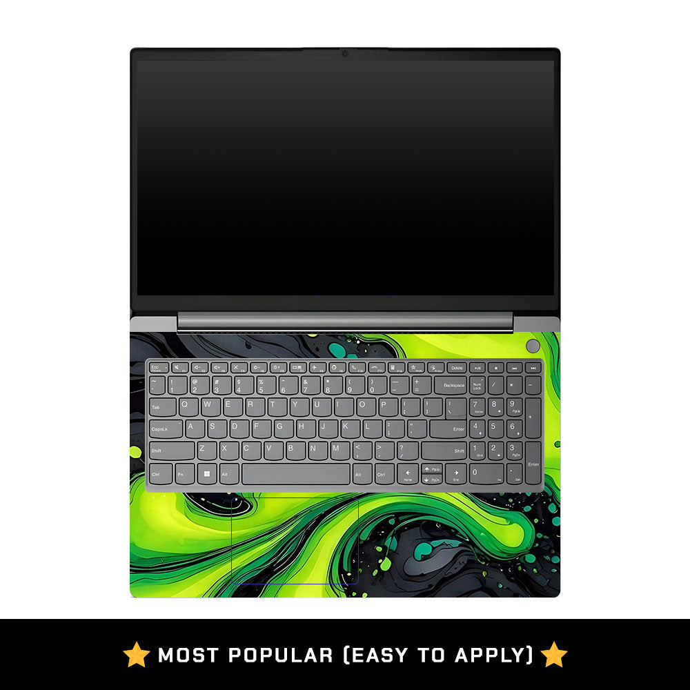 Lenovo V15 G4 Neon Green Paint Swirls Laptop Skin