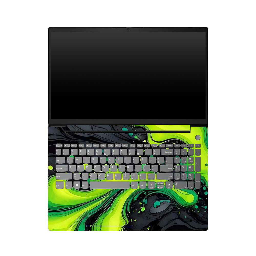 Lenovo V15 G4 Neon Green Paint Swirls Laptop Skin
