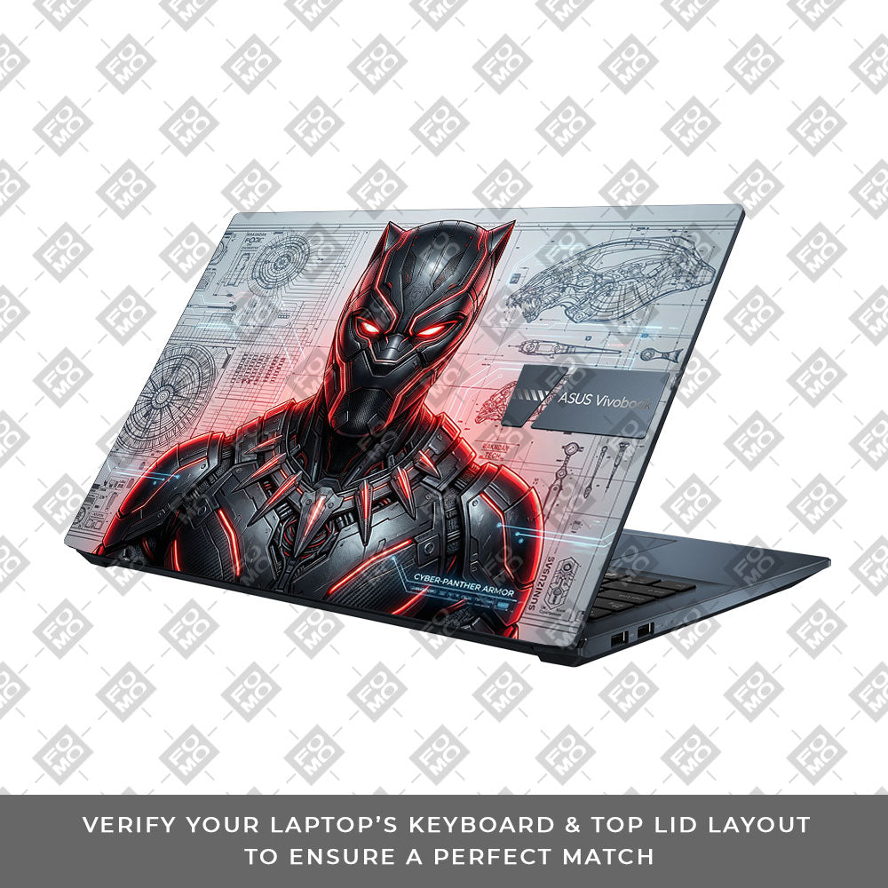 Futuristic Black Panther Asus Vivobook Pro 15 M6500QC & M6500QH 3D Laptop Skin