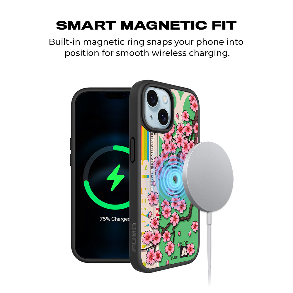 Retro Sakura Blossom Skin with Shockguard Armour Magsafe Case for Apple iPhone 15