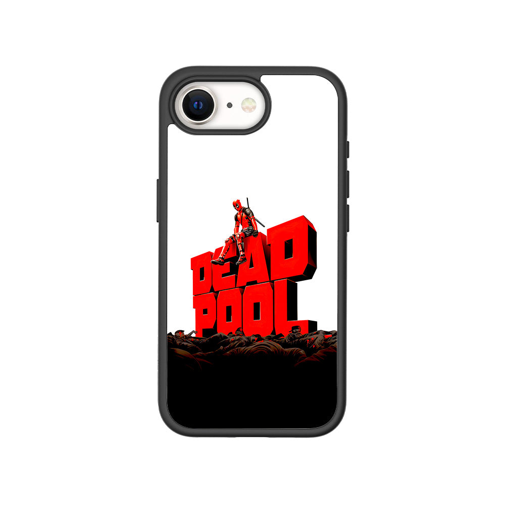 Deadpool on top of Mayhem Skin with Shockguard Armour Magsafe Case for Apple iPhone 16E