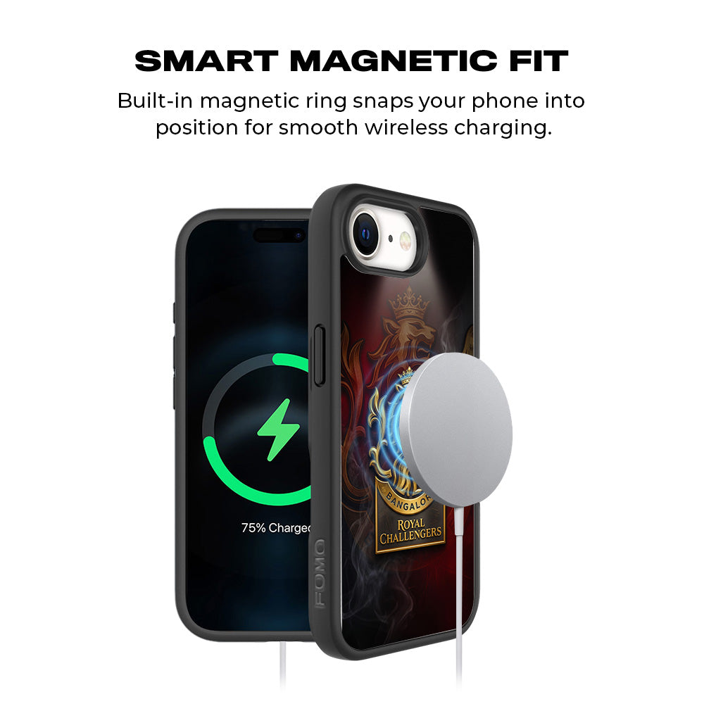 Royal Challengers Bangalore Golden Lion IPL Sports 3D Skin with Shockguard Armour Magsafe Case for Apple iPhone 16E
