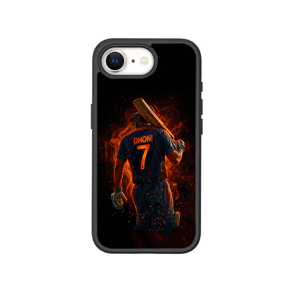 MS Dhoni Inferno Seven Cricket Sports 3D Skin with Shockguard Armour Magsafe Case for Apple iPhone 16E