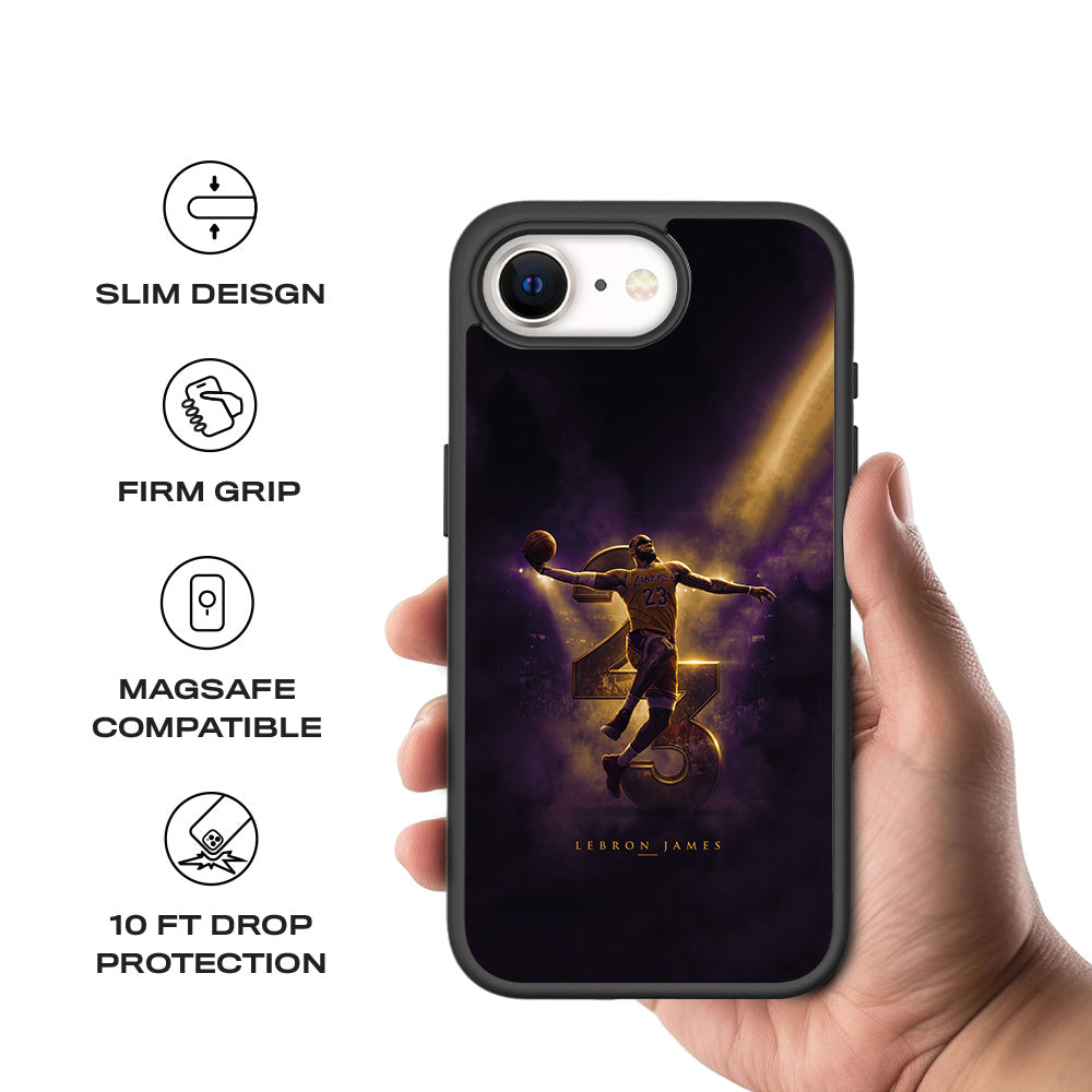 LeBron James King 23 Basketball Sports 3D Skin with Shockguard Armour Magsafe Case for Apple iPhone 16E