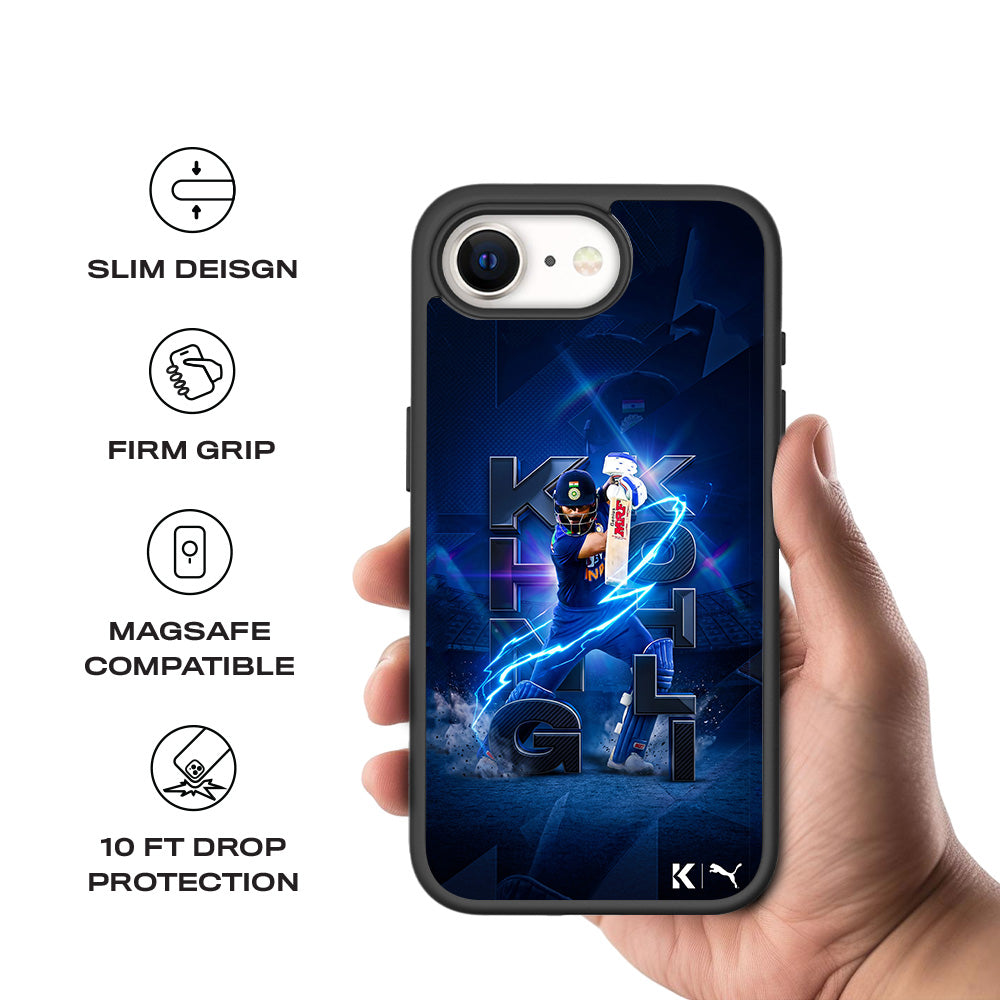 Virat Kohli King Kohli Cricket Sports 3D Skin with Shockguard Armour Magsafe Case for Apple iPhone 16E