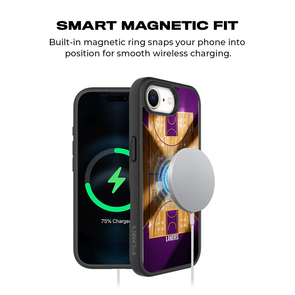 Lakers Championship Court Sports 3D Skin with Shockguard Armour Magsafe Case for Apple iPhone 16E