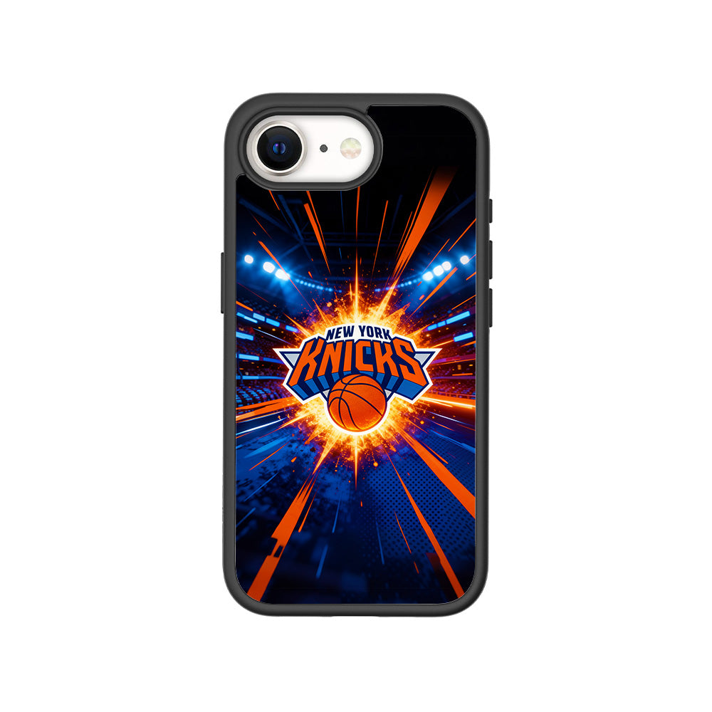 New York Knicks Arena Burst Sports 3D Skin with Shockguard Armour Magsafe Case for Apple iPhone 16E