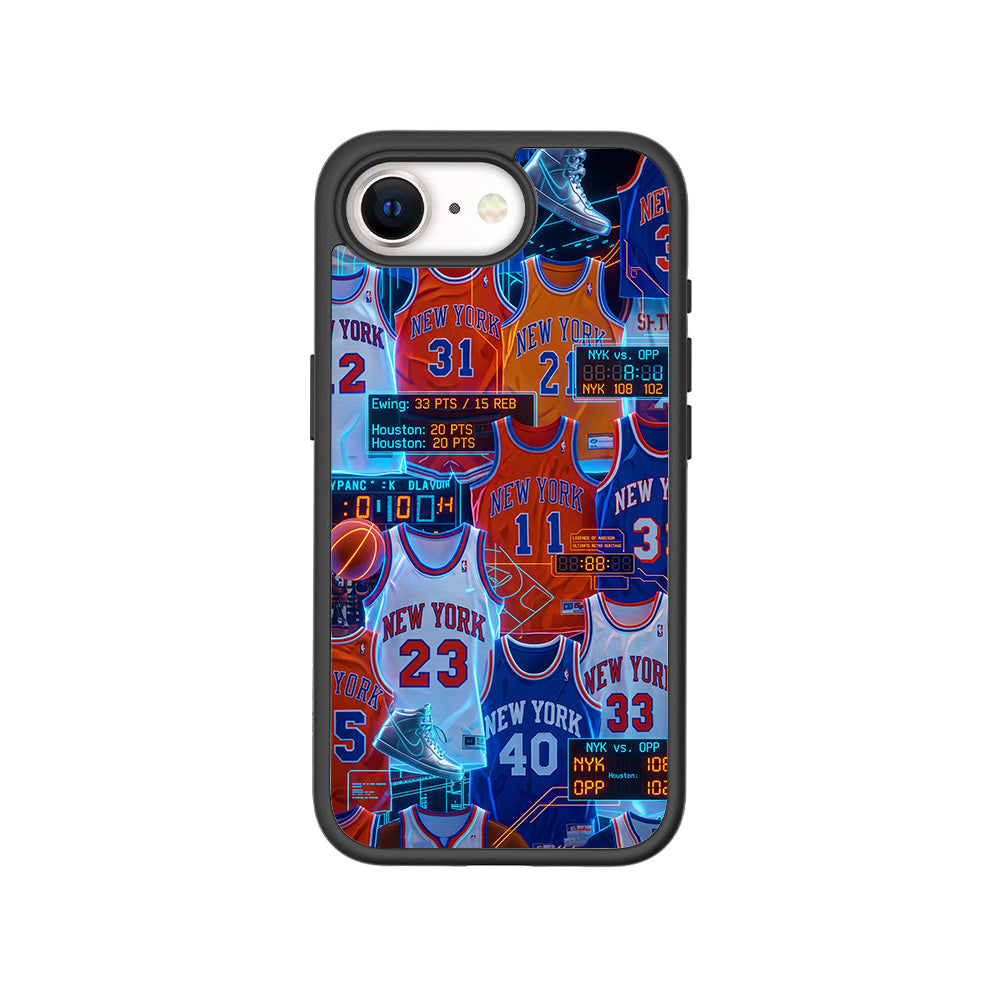 New York Knicks Retro Jerseys Sports 3D Skin with Shockguard Armour Magsafe Case for Apple iPhone 16E