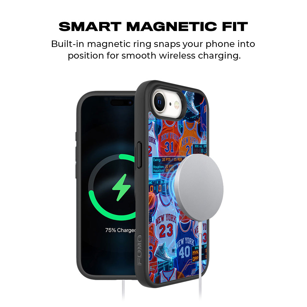 New York Knicks Retro Jerseys Sports 3D Skin with Shockguard Armour Magsafe Case for Apple iPhone 16E