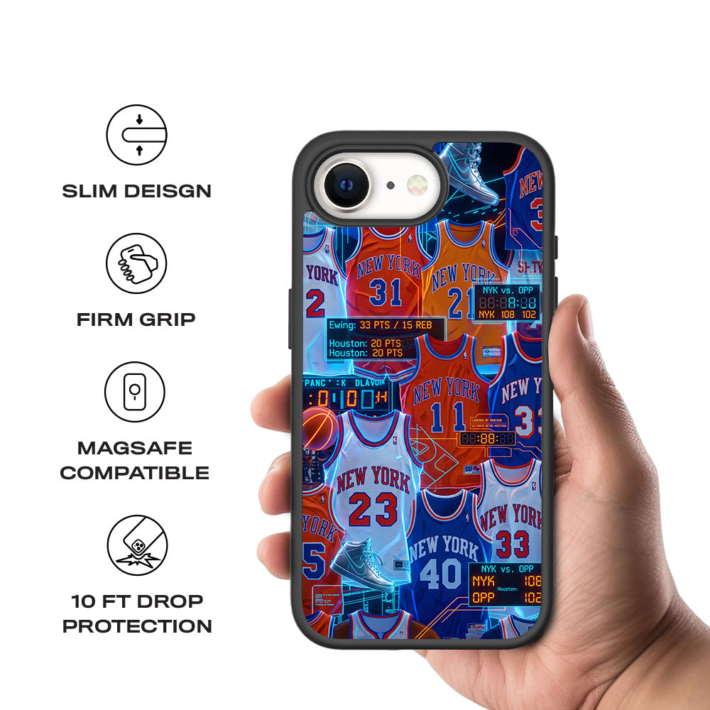 New York Knicks Retro Jerseys Sports 3D Skin with Shockguard Armour Magsafe Case for Apple iPhone 16E