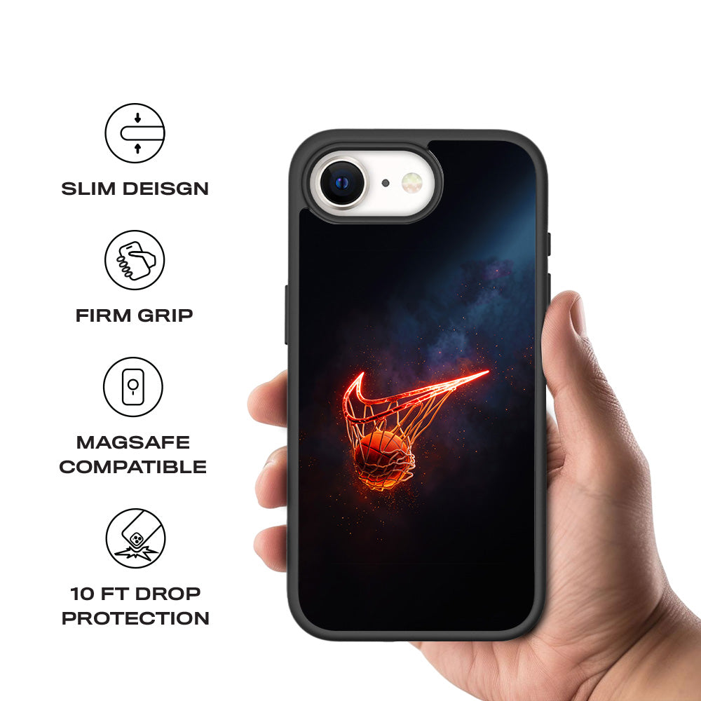 Basketball Nike Fire Sports 3D Skin with Shockguard Armour Magsafe Case for Apple iPhone 16E
