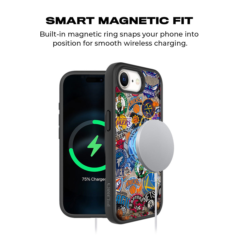 NBA Sticker Style Sports 3D Skin with Shockguard Armour Magsafe Case for Apple iPhone 16E