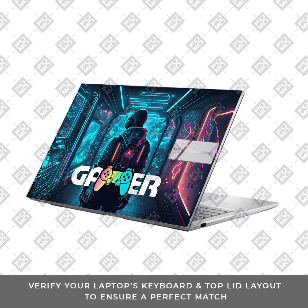 Gamer in Glowing Background Gaming Asus VivoBook 15 X1504VA Laptop Skin