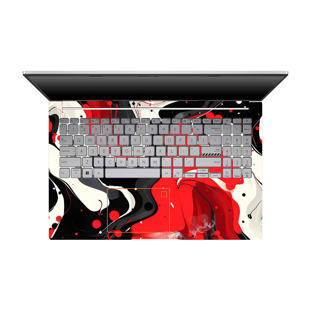 Red and White Paint Swirls Asus VivoBook 15 X1504VA Laptop Skin