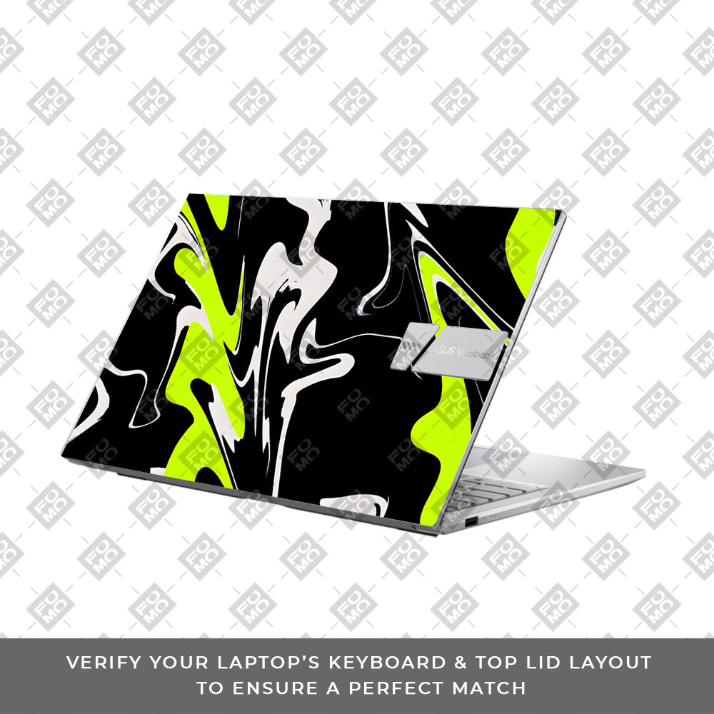 Neon Green and Black Patterns Asus VivoBook 15 X1504VA Laptop Skin