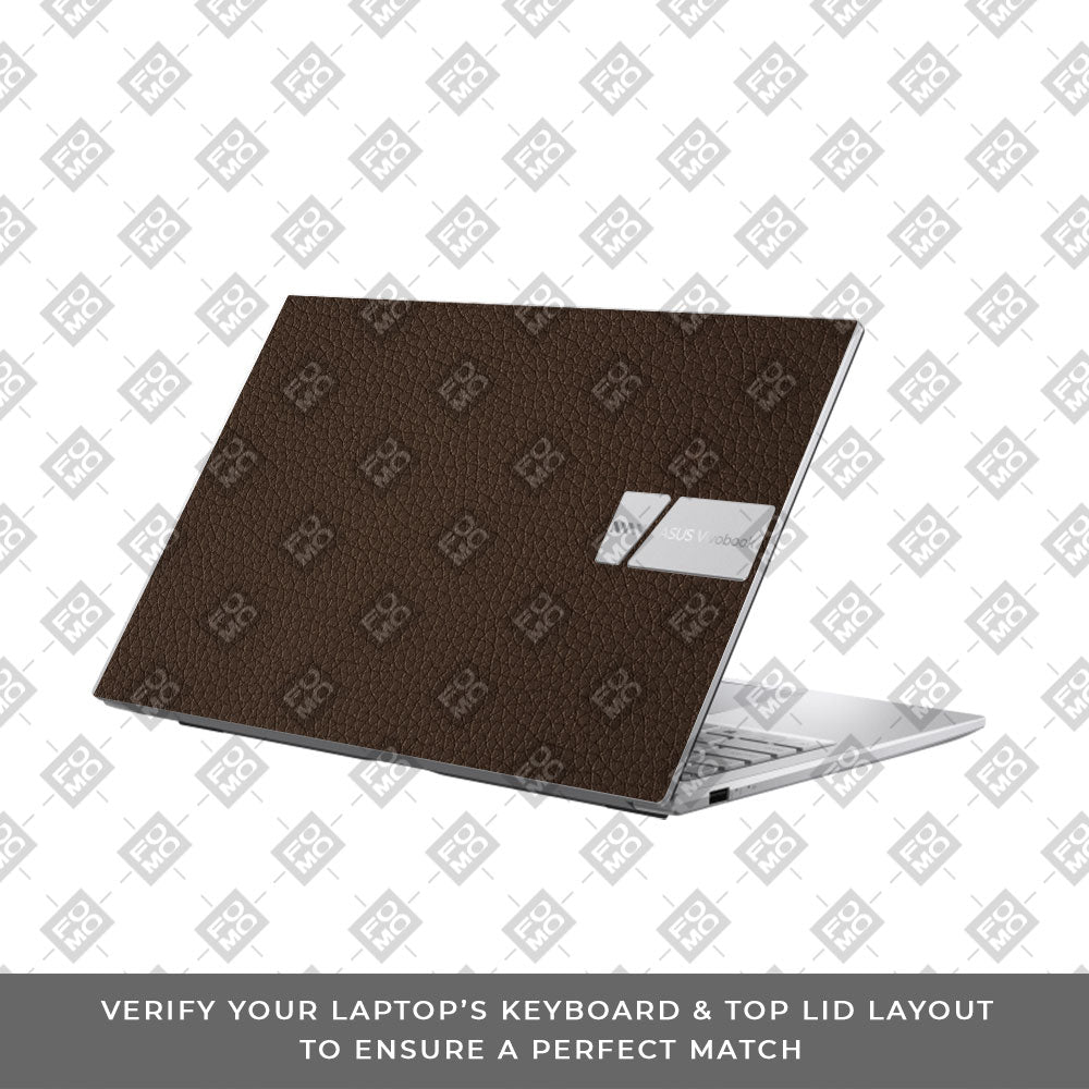 Textured Brown Leather Asus VivoBook 15 X1504VA Laptop Skin