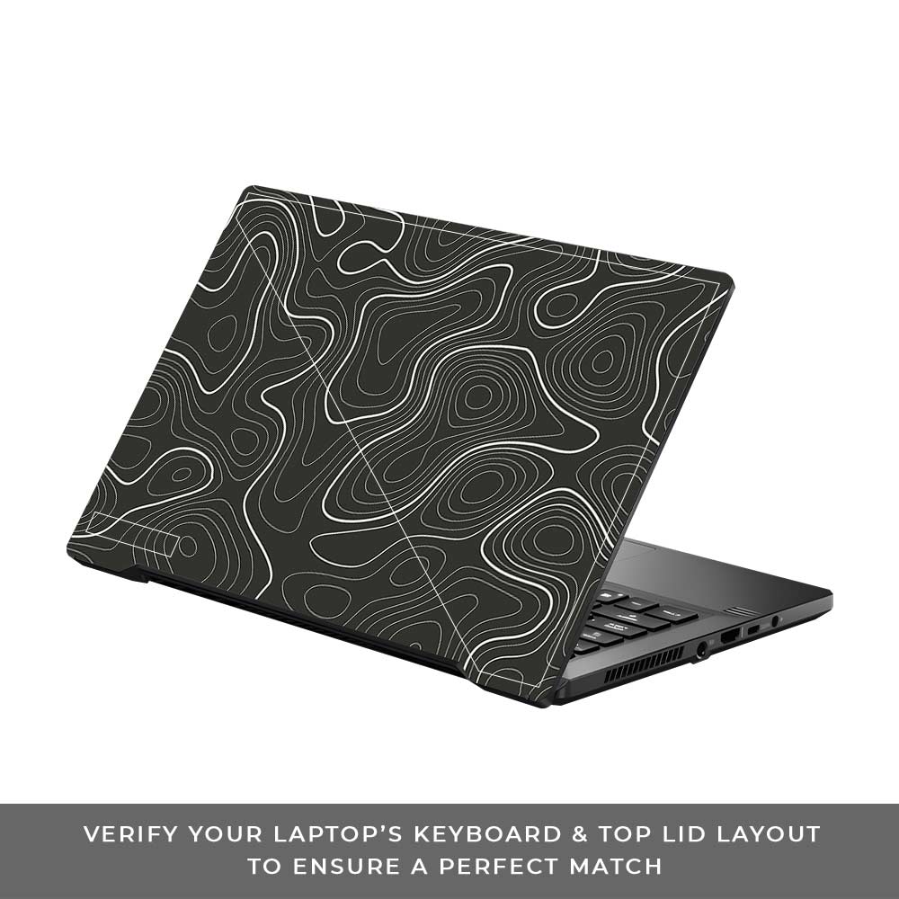 Grayscale Topographic Lines Asus ROG Zephyrus G14 GA401 Laptop Skin