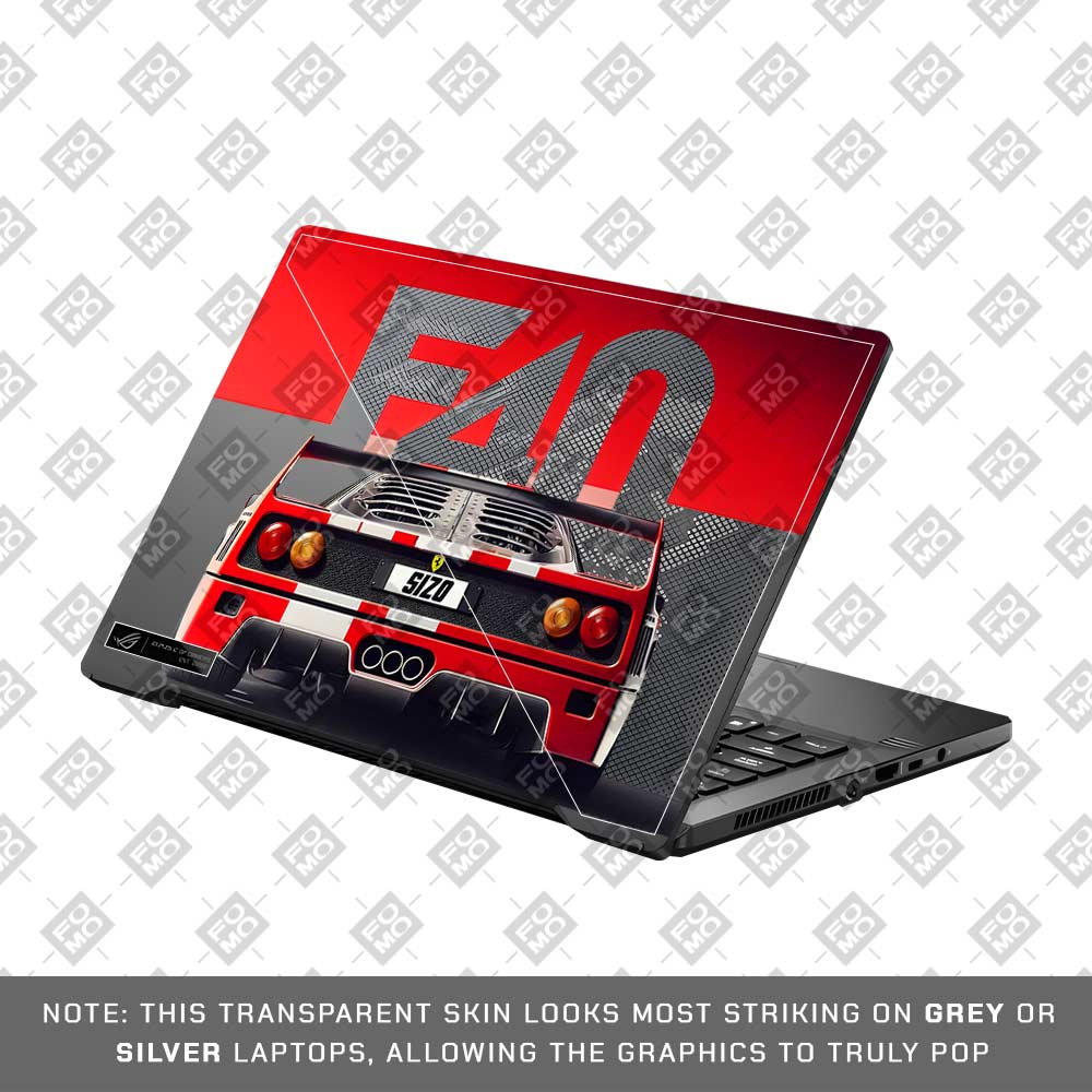 Transparent Ferrari F40 Asus ROG Zephyrus G14 GA401 Laptop Skin